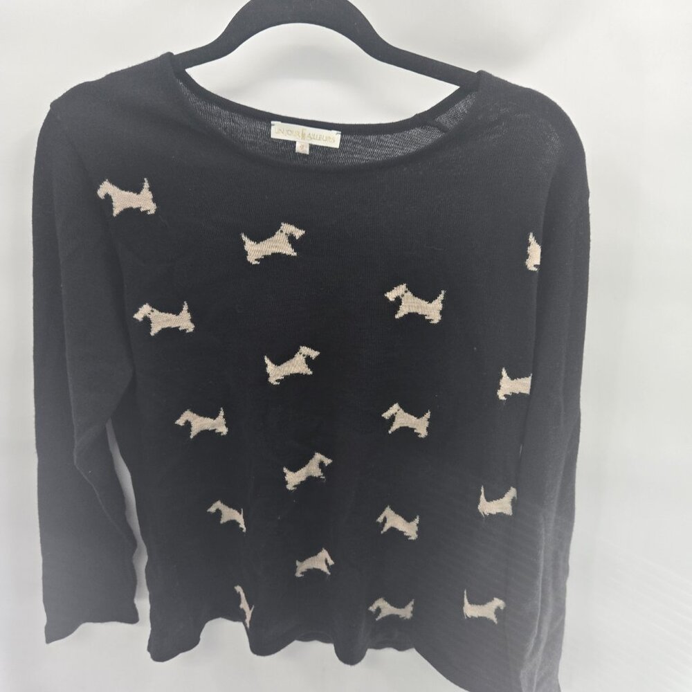 Un Jour Ailleurs Black Scottie Dog Wool Blend French Pullover Sweater Size 3